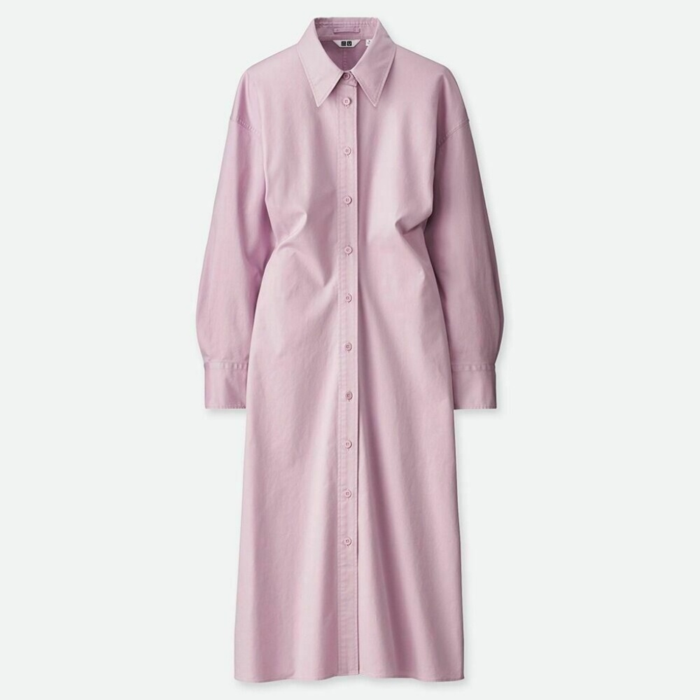 UNIQLO U Long Sleeve Shirt Dress in Light Purple Lavender